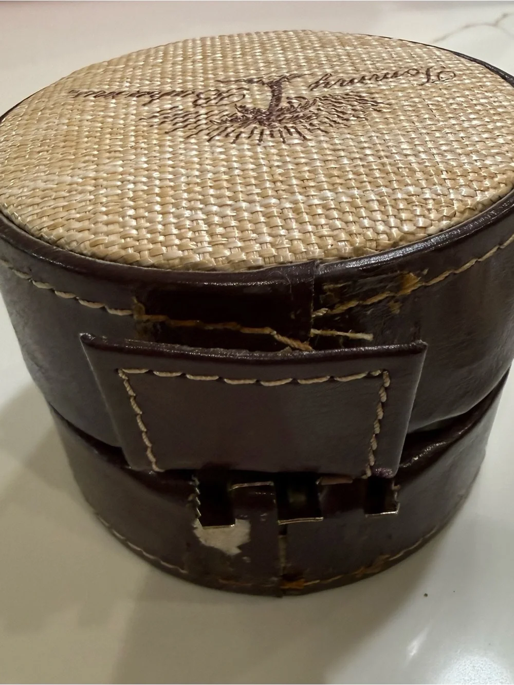 Tommy Bahama Men's Tonneau Gold Dial Quartz Brown Leather Strap Watch